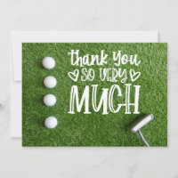 Golf thank you so much with golf ball on green