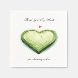Golf  thank you text on golf course watercolor napkin