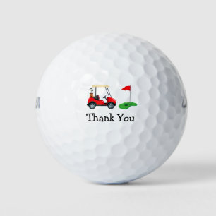 Golf Thank you to golfer with cart and flag  Balls