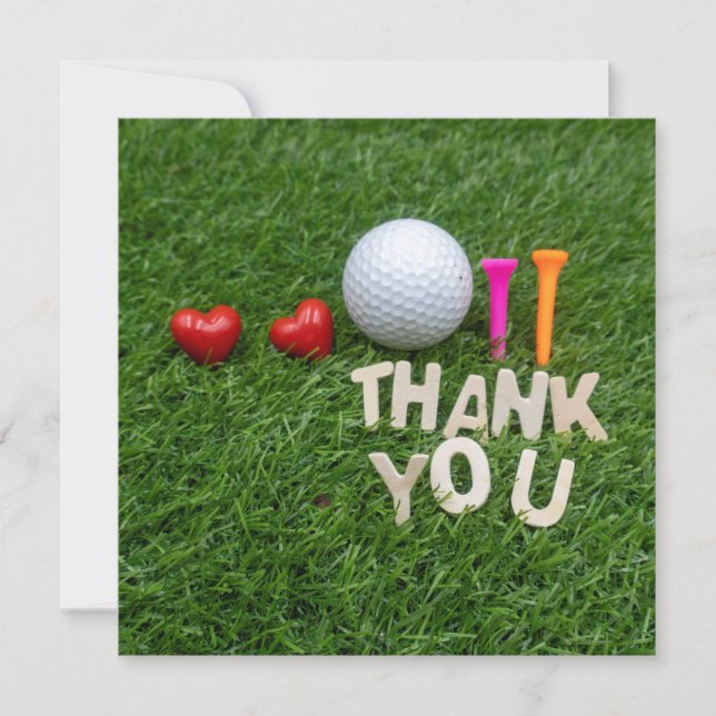 Golf thank you with golf ball and two tees (Front)