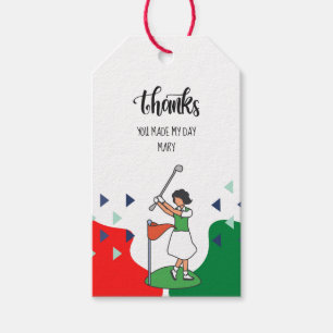 Golf Thank you with golfer golfing Gift Tags