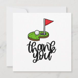 Golf Thank you with text and flag on green