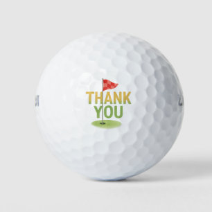 Golf Thank you with text and flag on green Balls