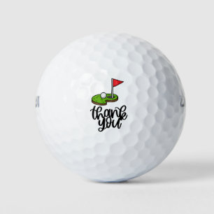 Golf Thank you with text and flag on green Golf Balls