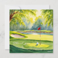Golf thank you word on putting green