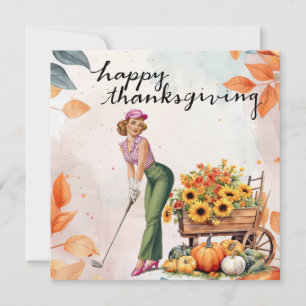 Golf Thanksgiving Autumn Greeting for Golfer Holiday Card
