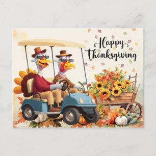 Golf Thanksgiving Autumn Greeting for Golfer Holiday Postcard