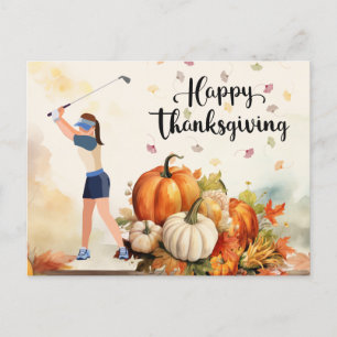 Golf Thanksgiving Autumn Greeting for Golfer Holiday Postcard