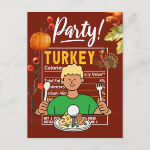 Golf Thanksgiving golfer eat ball turkey funny Postcard