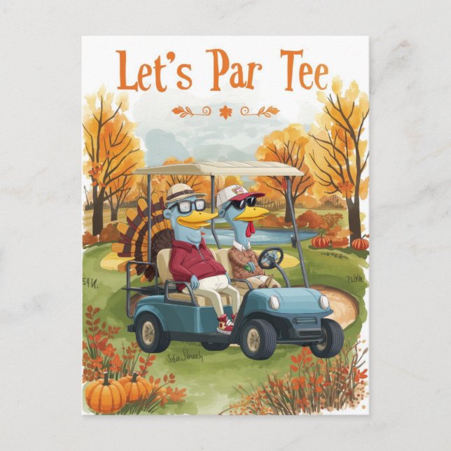 Golf Thanksgiving Party Autumn Golf Course Postcard (Front)