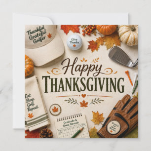 Golf Thanksgiving themed Holiday Card