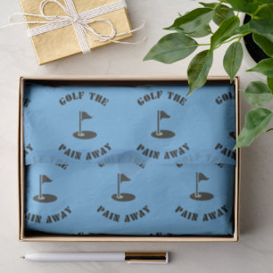'Golf The Pain Away' Cool Sky Blue & Black Font Tissue Paper