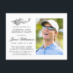 Golf Theme 18th SURPRISE Birthday Party Photo Invitation Postcard<br><div class="desc">Elegant black and white birthday invitation for a golfer. The top of the invitation is decorated with golf accessories - a golf club, golf ball, hat and gloves. The watercolor design creates a traditional and classic aesthetic. Perfect for a birthday bash at the club or a backyard BBQ. All of...</div>