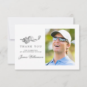 Golf Theme 40th Birthday Photo Thank You Card