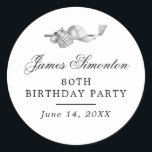 Golf Theme 80th Birthday Party Envelope Seal<br><div class="desc">Elegant black and white custom birthday golf themed envelope seal. The top of is decorated with golf accessories - a golf club, golf ball, hat and gloves. The watercolor design creates a traditional and classic aesthetic. Perfect for a birthday bash at the club or a backyard BBQ. All of the...</div>