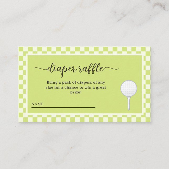 Golf theme baby shower diaper raffle enclosure card (Front)