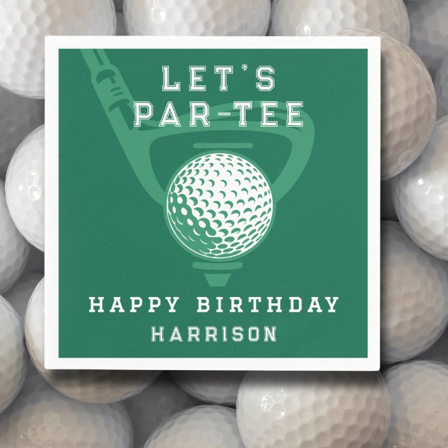  Golf Theme Birthday Party Name Modern Green Napkin (Creator Uploaded)