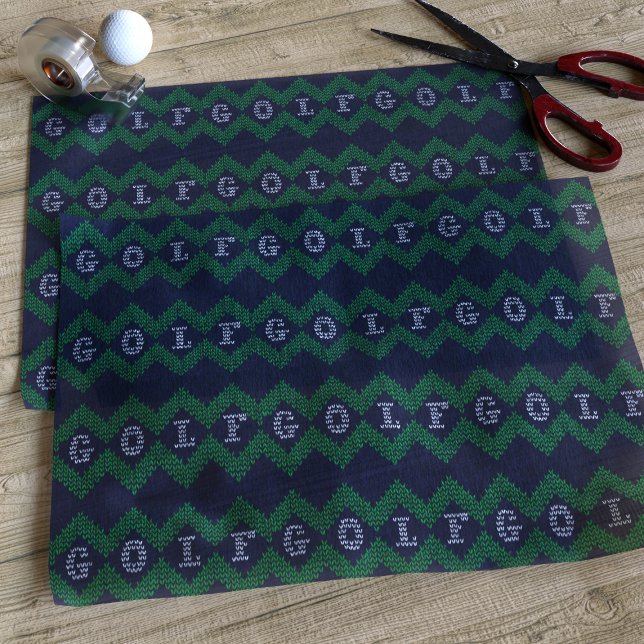 Golf Theme Blue Christmas Tissue Paper (Merry Golfmas! Perfect tissue paper for the golfer in your life)