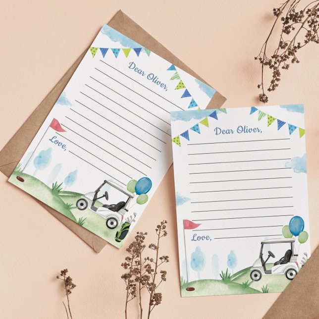 Golf Theme Boy Time Capsule Note Message Card (Creator Uploaded)