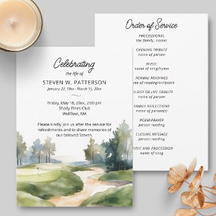 Golf Theme, Celebration of Life Funeral Program Invitation