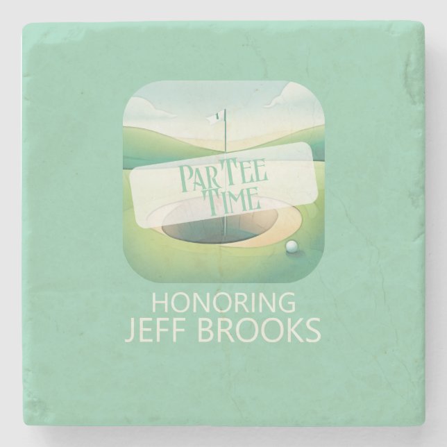 Golf Theme Green Party Stone Coaster (Front)