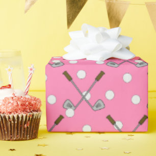 Golf Theme Pink Wrapping Paper