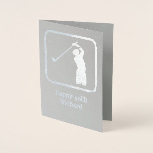 Golf Theme Silver Graphic with Custom Photo / Text Foil Card