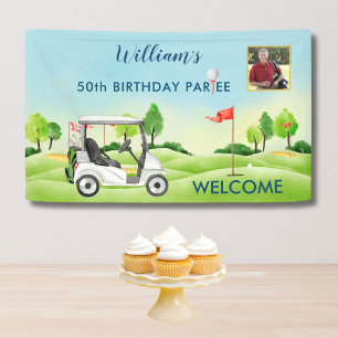 Golf Themed 50th (any age) Photo Birthday Welcome Banner