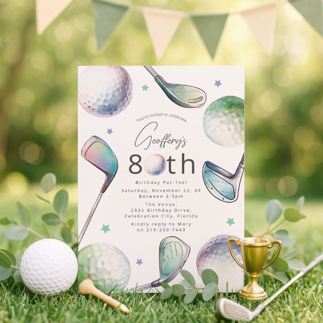 Golf Themed 80th Birthday Par-tee Invitation (Creator Uploaded)