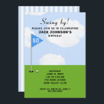 Golf Themed Birthday Invitation<br><div class="desc">Creative golf birthday party or golf-themed event invitations featuring flagstick on fairway. Edit text to create a custom invite for your favourite golfer.</div>