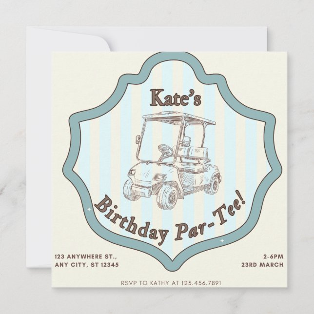 Golf Themed Birthday Party  Holiday Card (Front)
