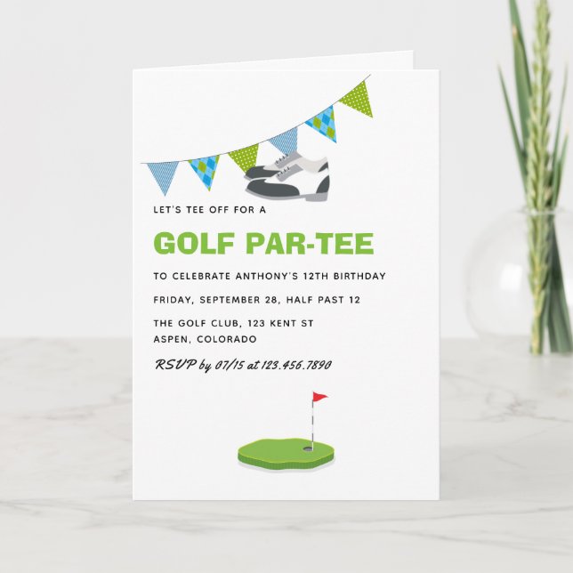 Golf Themed Birthday Party Invitation (Front)