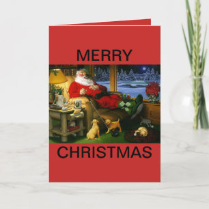 Golf Themed Christmas Card with Santa and Friends.