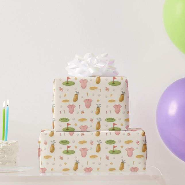 Golf themed for Baby Shower Girl  Wrapping Paper (Party Gifts)