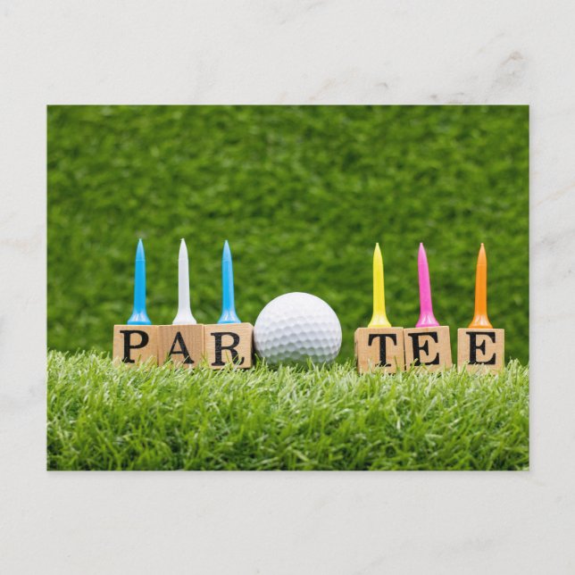 Golf-themed for Let's Par tee for golfer party Postcard (Front)