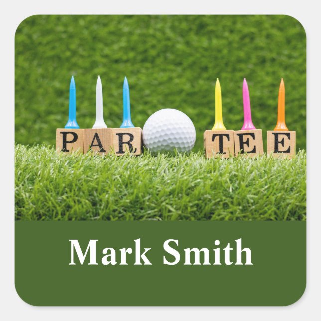 Golf-themed for Let's Par tee for golfer party Square Sticker (Front)