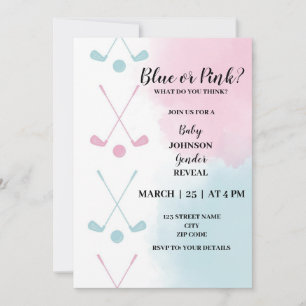 Golf themed gender reveal invitation