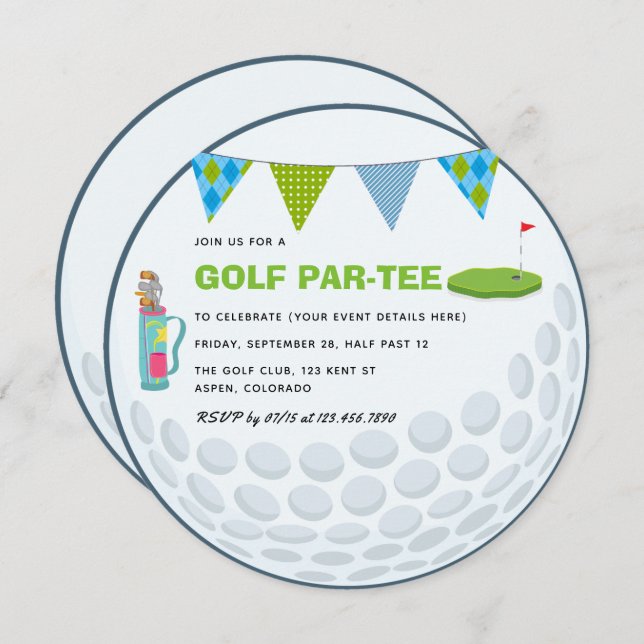 Golf Themed Party Invitation (Front/Back)