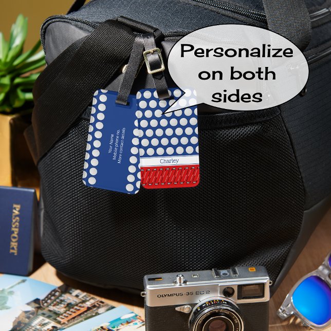 golf themed pattern custom name navy luggage tag (Creator Uploaded)