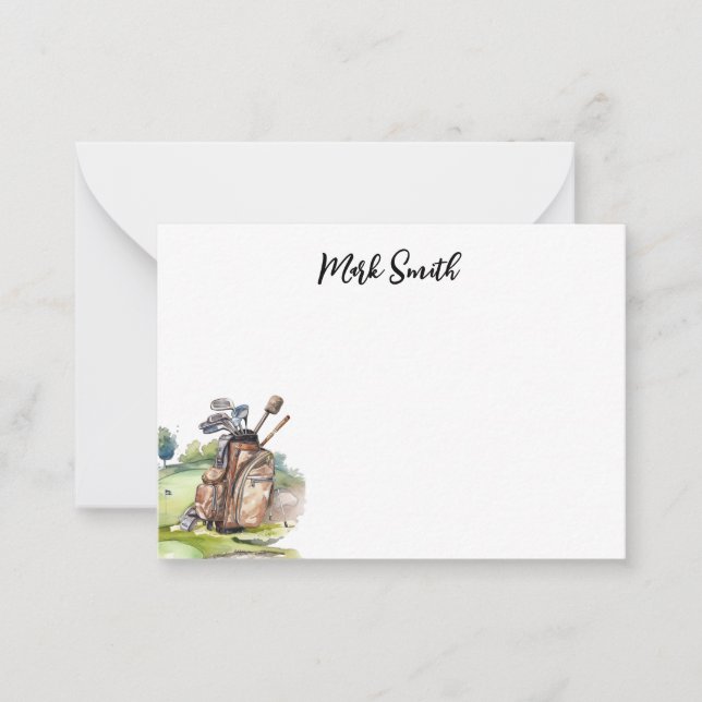 Golf themed with Name for golfer  Note Card (Front)