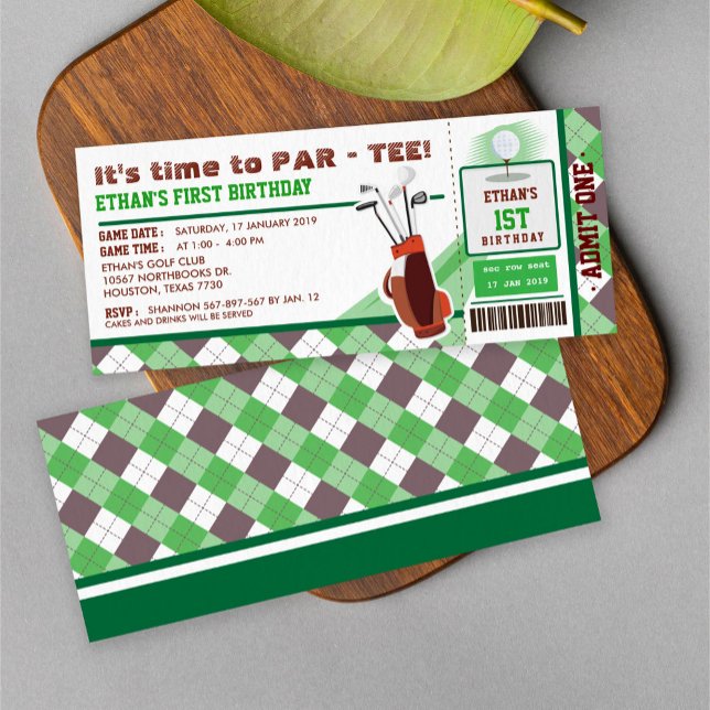 Golf Ticket Pass First Birthday Party Invitation (Creator Uploaded)