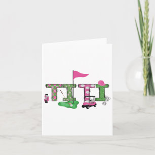 Golf Titi Pink Hole In One Golf 1st Birthday Girl Card