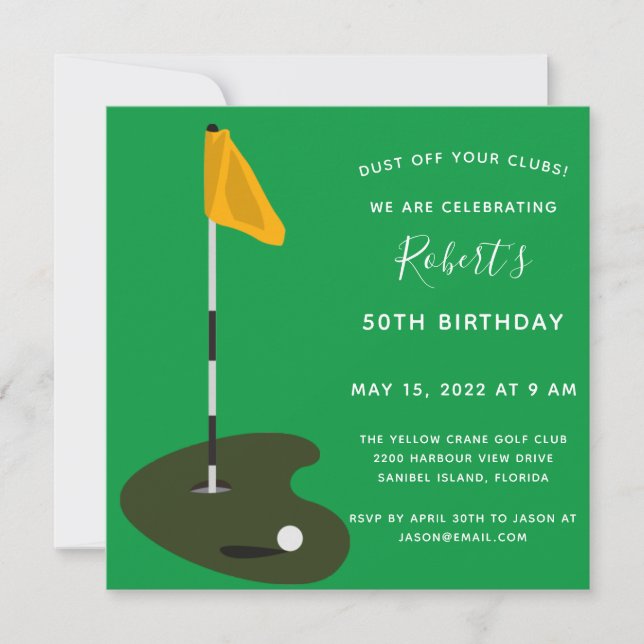 Golf Tournament 50th Birthday Party Invitation (Front)