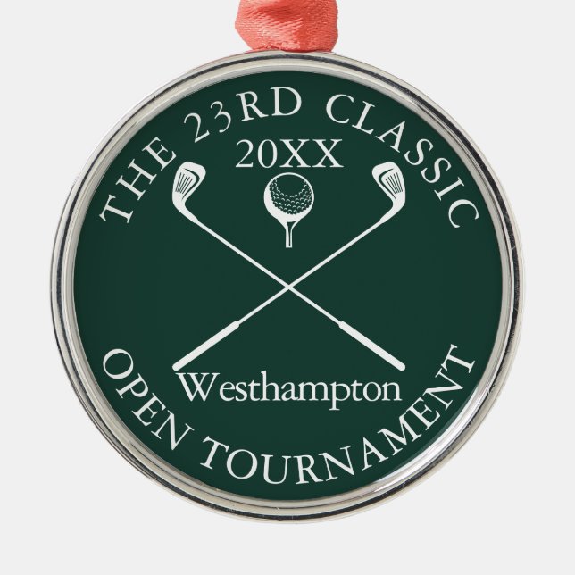 Golf Tournament Classic Event Emerald Green Award Metal Tree Decoration (Front)