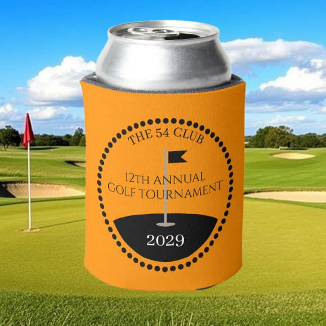 Golf Tournament Club Name Sunset Gold Can Cooler (Creator Uploaded)