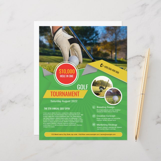 Golf Tournament Flyer Template (Front/Back In Situ)