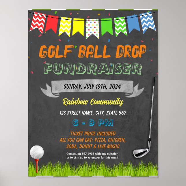Golf tournament Fundraiser template Poster (Front)