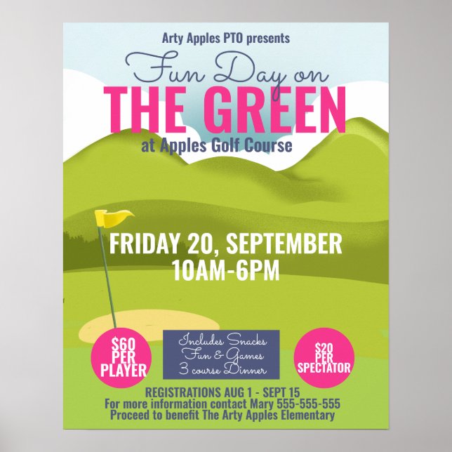 golf tournament fundraising flyer and poster (Front)