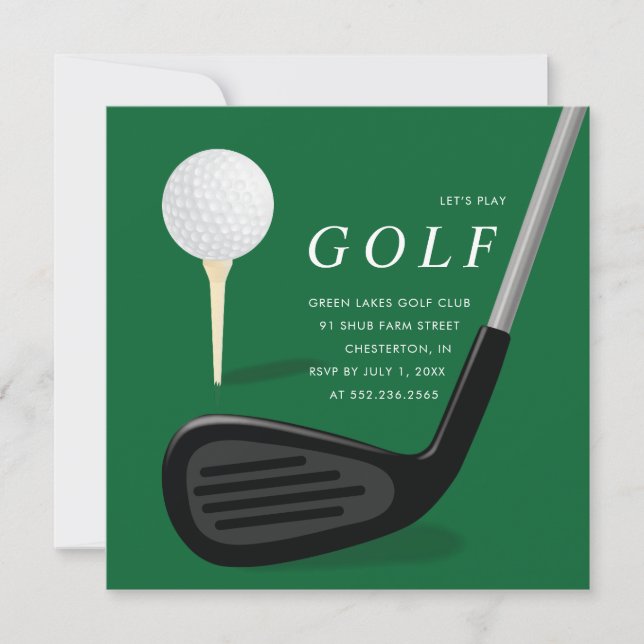 Golf Tournament Invitation Green Golf Outing (Front)