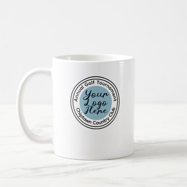 Golf tournament or event custom logo personalised  coffee mug (Left)